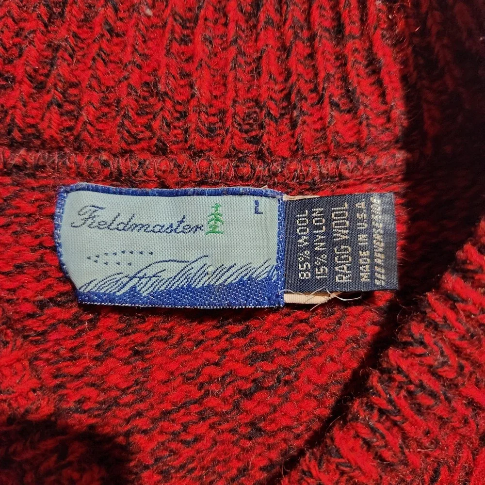 Fieldmaster Mens Wool Blend Knit Sweater Size Large Red‎ / Black